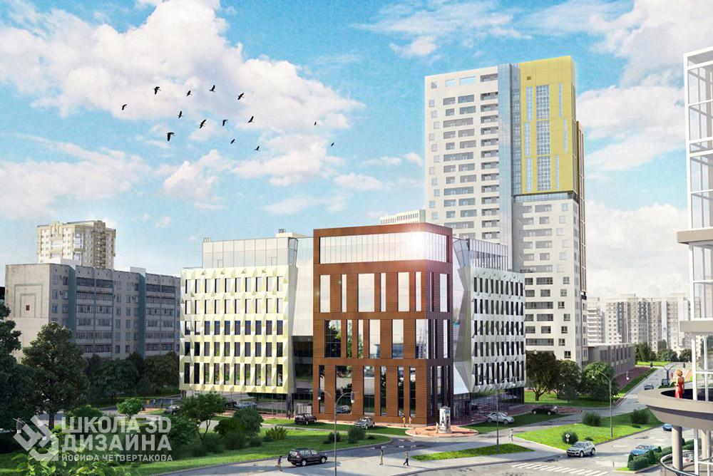 Город в 3d max Город в 3d max