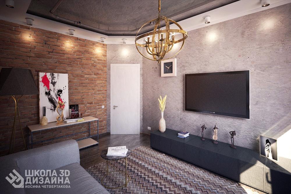 Гостиная 3d max Вера Романенкова